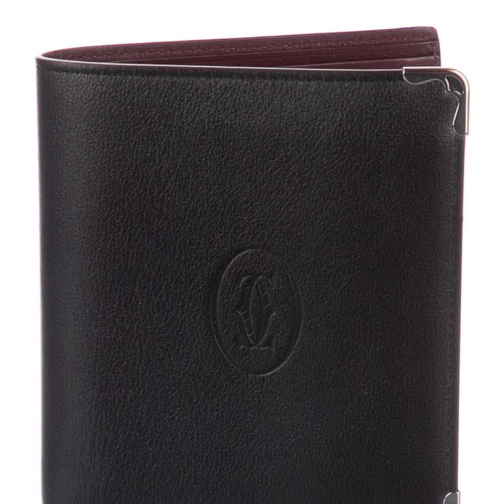 Cartier Black Leather Wallet with Silver Accents